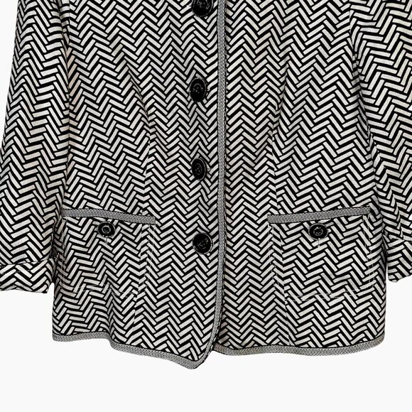 Peck & Peck 100% Linen Blazer Herringbone Print Brown White Lined Retro Mod 10 - Picture 3 of 10